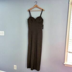 Haute Monde Bronze Shimmer Spaghetti Strap Wide Leg Pantsuit XL NWT